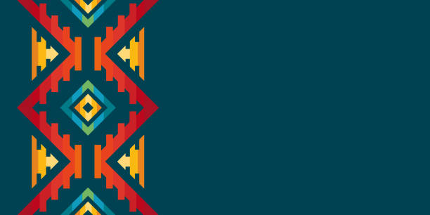 latar belakang bulan warisan penduduk asli amerika. spanduk vektor, poster, kartu, konten ucapan untuk media sosial bulan warisan penduduk asli amerika, november. latar belakang hijau dengan batas ornamen asli. - tradisi ilustrasi stok