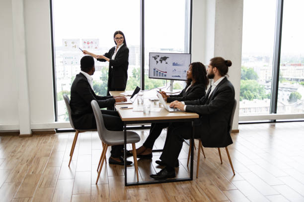 istock Business presentation in modern office with professional team 2158049713