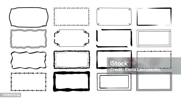 Simple Frame Style Design Set Of Simple Frames Doodle Vector Different Style Stock Illustration ...
