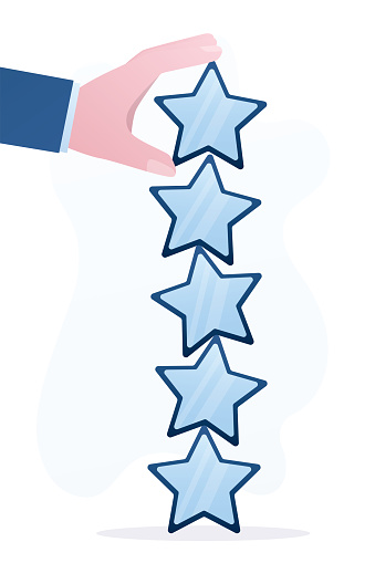 Star High Ranking Giant Hand Puts Stars In Stack 5 Star Review High Quality Rating ...