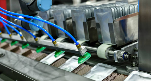istock Aluminium Foil Bag Packaging at Industrial Modern machine for packaging line 2158057895