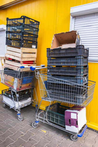 istock Shopping cart full of empty boxes 2158059766