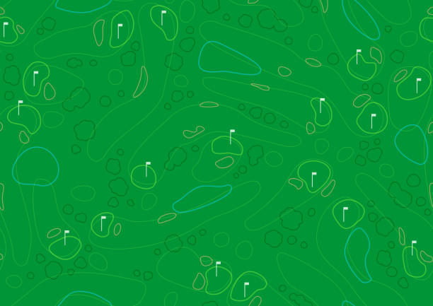 seamless abstract green golf course map pattern - golfech stock ilustrace