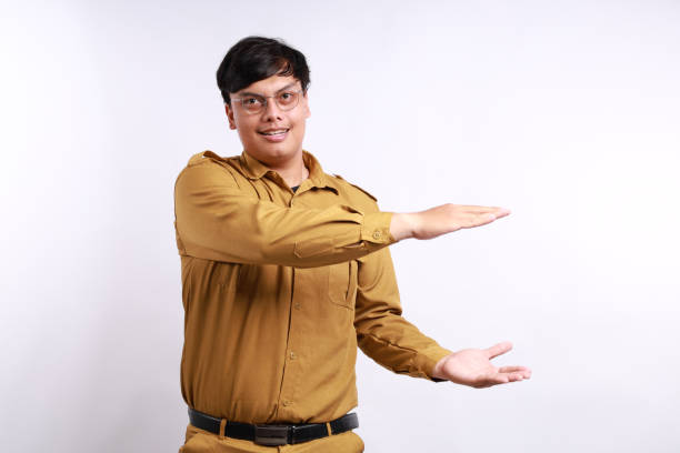 Happy man against yellow background
