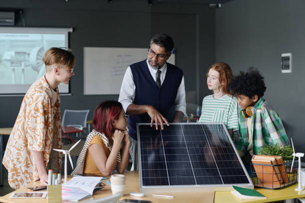 istock Teacher Demonstrating Solar Panel To Kids 2158061291