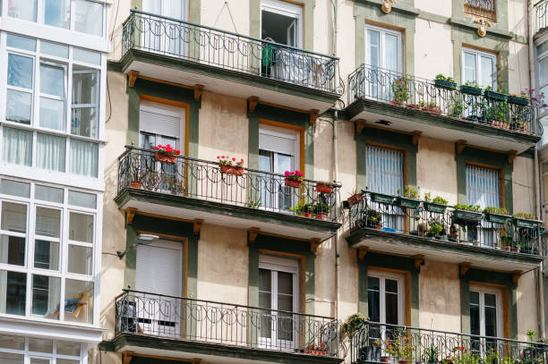 istock Apartment building facade with balconies 2158061784