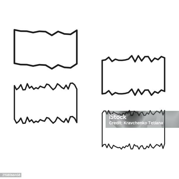 Paper Ridges Outline Torn Paper Frames Jagged Edge Vector Blank Note Borders Rough Outline ...