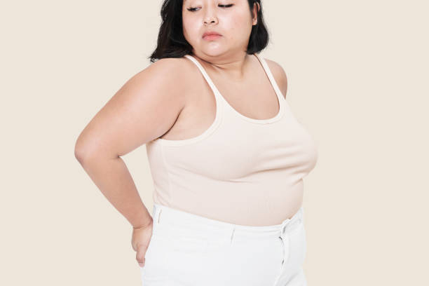 istock Cream tank top plus size apparel mockup body positivity shoot 2158066661