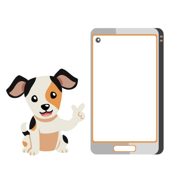 istock Cartoon character cute dog and smartphone 2158068571