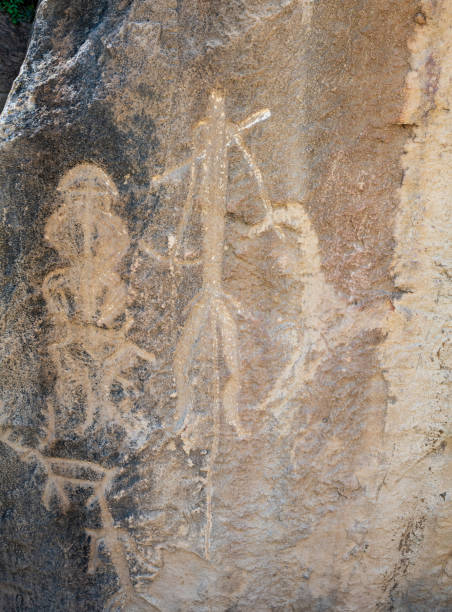 istock Ancient rock carvings petroglyphs in Gobustan National park. 2158070466