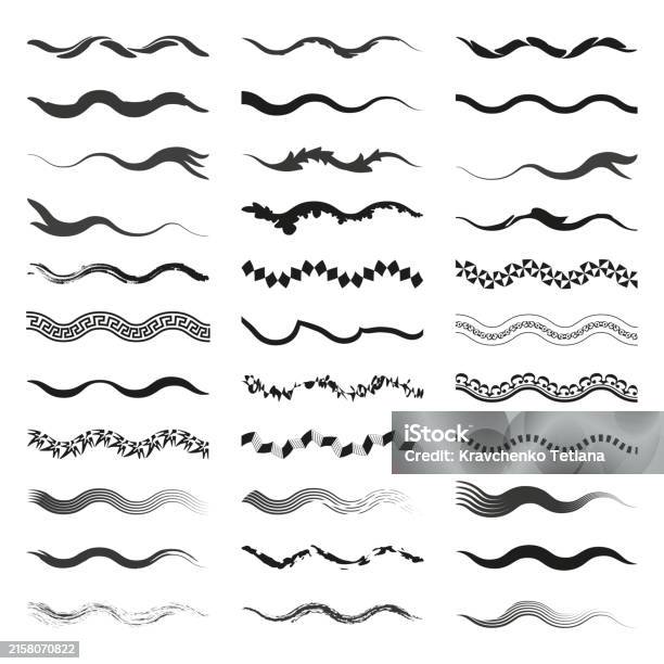 Wave Type Design Twenty Four Wave Patterns Different Styles And Designs Curved Line ...
