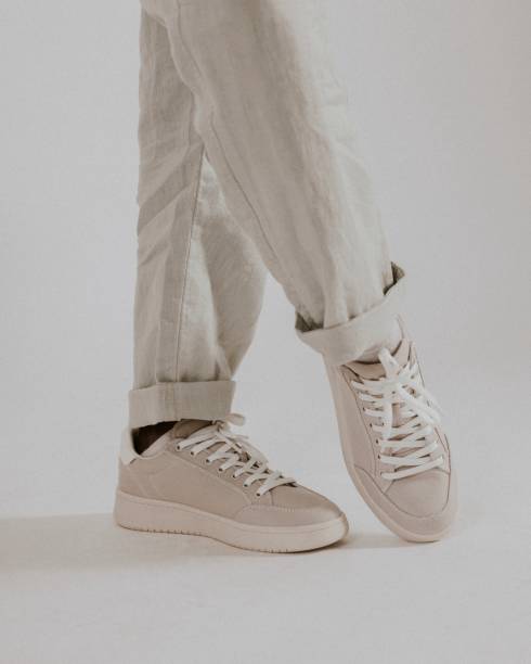 istock Gray canvas sneakers, minimal fashion 2158072037