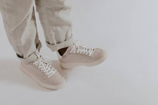 istock Gray canvas sneakers, minimal fashion 2158072039