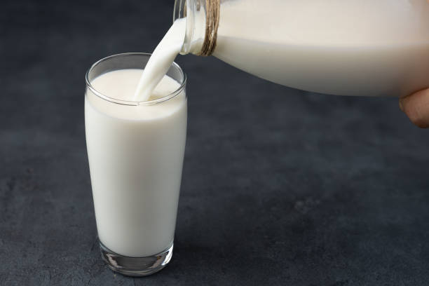 istock Daily fresh cow's milk on black background 2158074699