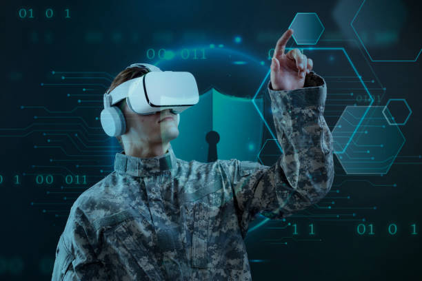 istock Military man with VR headset in training military technology 2158074721