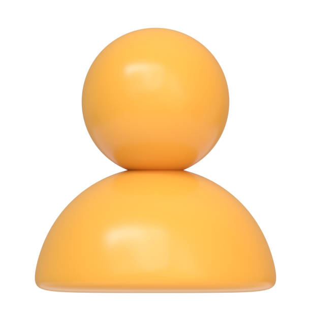 Simple yellow user profile icon isolated on a white background. 3D icon, sign and symbol. Front view. 3D Render Illustration