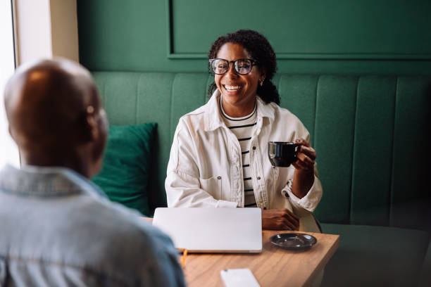 Engaging business meeting over coffee