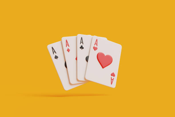 istock Set of Four Aces Playing Cards on Orange 2158077618