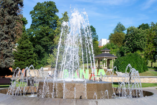 Vrnjacka Banja, Serbia - August 1st, 2023 - Fountain in a public park.