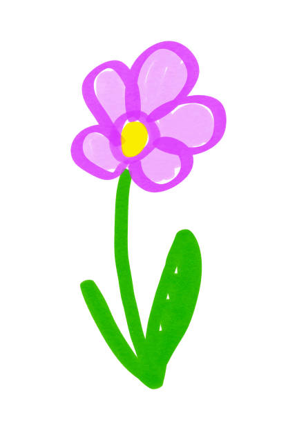 istock Child drawing of flower with leaves 2158082398