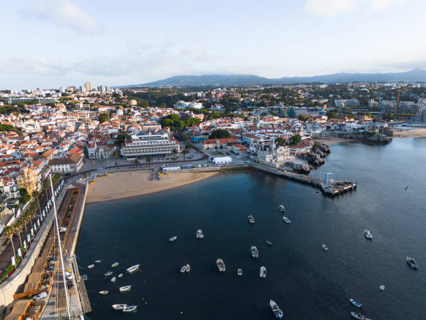 istock Cascais beach and Palacio Seixas aerial shot 2158083446