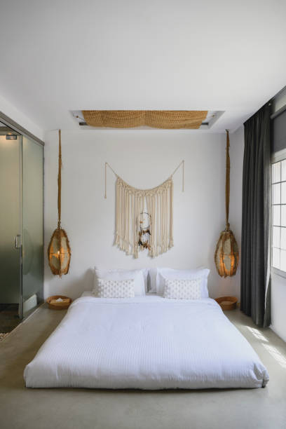 istock Saudi Arabian hotel bedroom with bohemian decor 2158083651