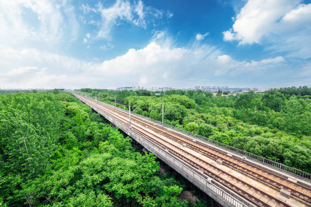Railway to distant places in summer