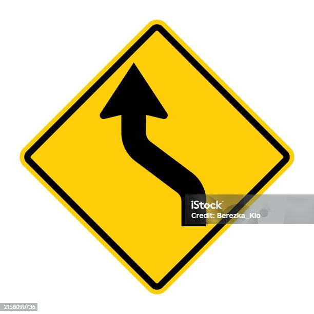 Left Reverse Road Sign Left Reverse Curve Warning Road Signs Vector Stock Illustration ...