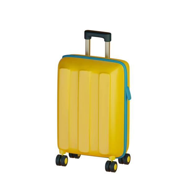 istock Realistic render Suitcase isolated on white background. 3D concept cartoon, Time to travel . Vector illustration 2158091194