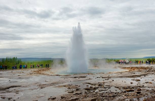 istock Visitors waiting for the geothermal hot spring to blow 2158091394