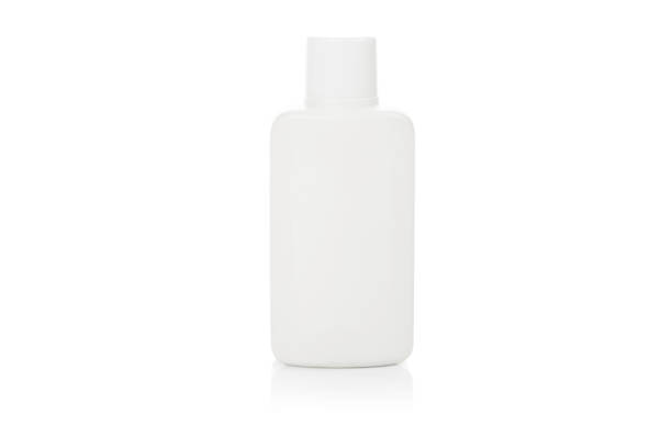 istock White plastic bottle isolated on white background with clipping path. cosmetic packaging mockup. 2158091600