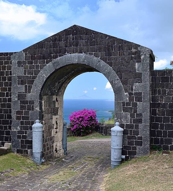 Ruins of a historical site in the coast of the Guanabara Bay, Niteroi, Rio de Janeiro, Brazil