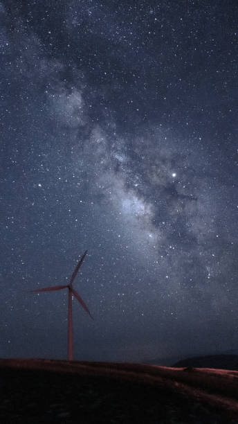 istock Wind turbine generator and the Milky Way 2158095028