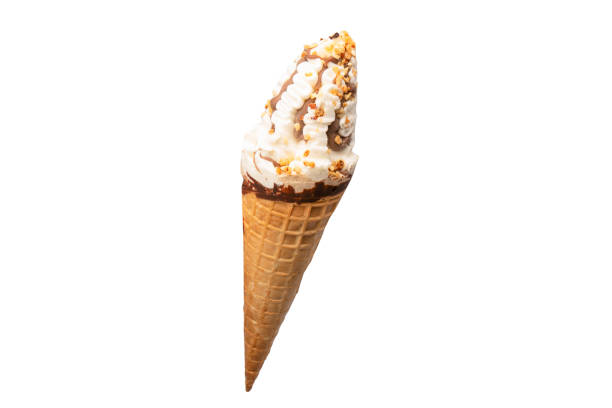 istock Ice cream with nuts and chocolate isolated on white background. 2158098618