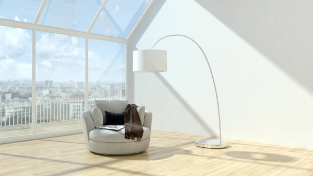 istock Large luxury modern bright interiors Living room mockup illustration 3D rendering image 2158099612