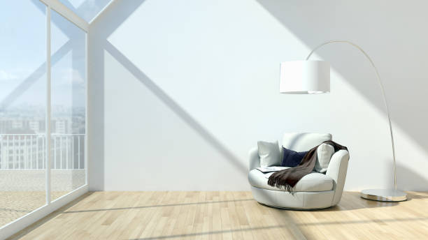 istock Large luxury modern bright interiors Living room mockup illustration 3D rendering image 2158099651