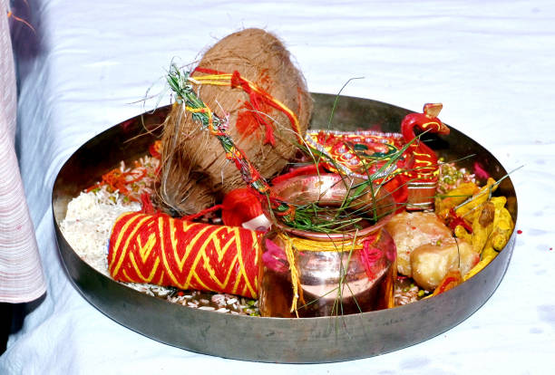 Traditional Hindu Plate For Wedding Rituals. Hindu Wedding Rituals and Ceremony Traditional Hindu Plate For Wedding Rituals. Hindu Wedding Rituals and Ceremony. Indian Culture. haldi ceremony stock pictures, royalty-free photos & images