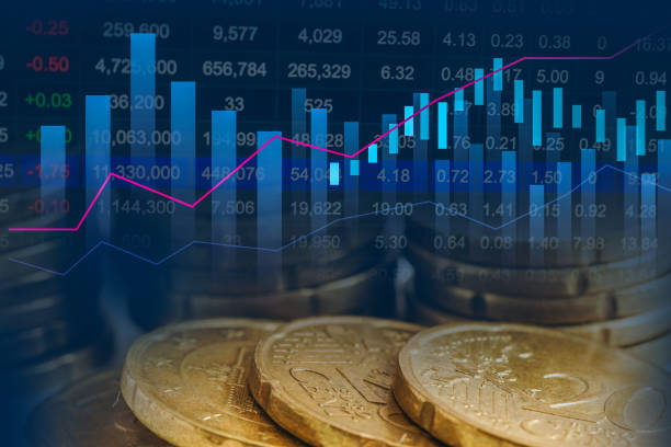 istock China flag on stock investment trading with graph. 2158105596