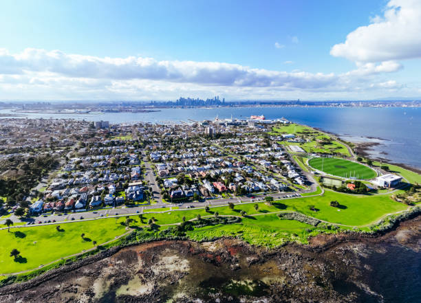istock Aerial view over Williamstown in Australia 2158106514