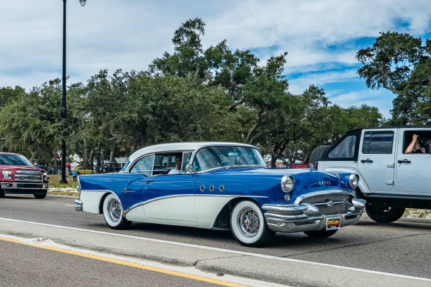 Gulfport, MS - October 07, 2023: Wide angle front corner view of a 1955 Buick Special 2 Door Hardtop at a local car show.