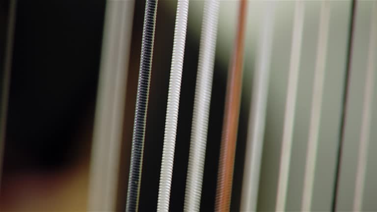 Fingers of A Harpist Playing the Strings of His Paraguayan Harp. Close-up. 4K Resolution.