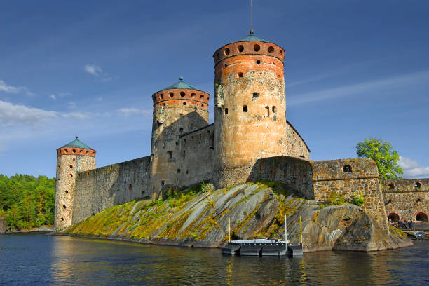 Olavinlinna castle in Savonlinna, Finland - a massive stone castle built in a lake - August 13, 2011
