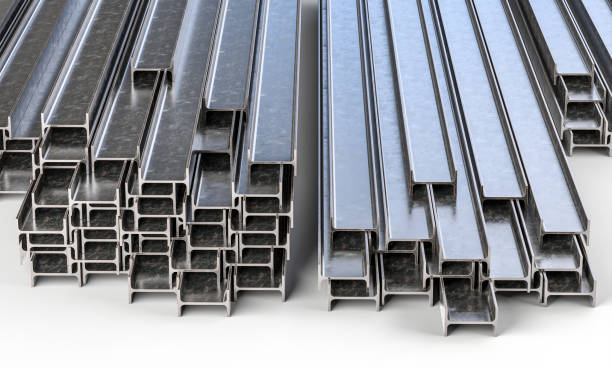 istock Stack of steel i-beams for construction industry 2158117229
