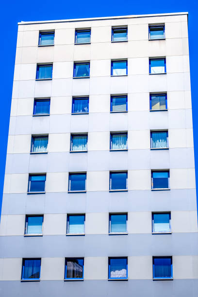 typical facade of an apartment house in austria
