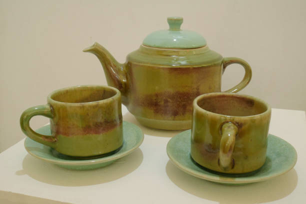 istock Teapot with two cups made of ceramic 2158117534