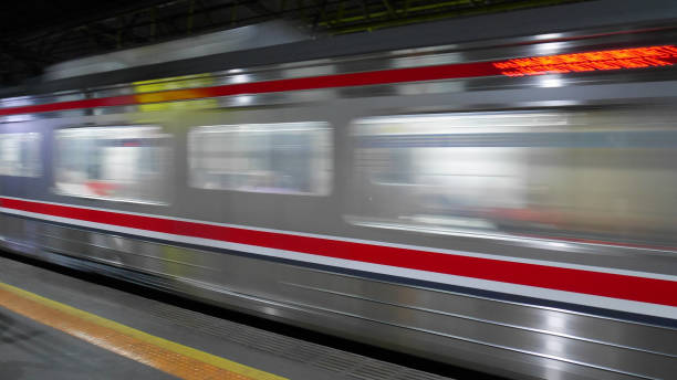 istock Motion blur of a silver train carriage 2158118269