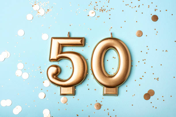 istock 50 years celebration. Greeting banner. 2158119585