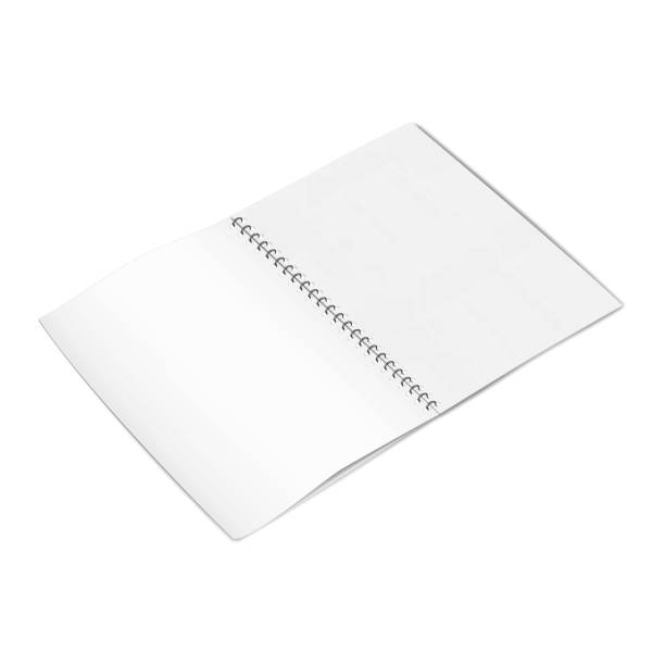 mở sổ ghi chép ràng buộc dây. mô hình vector thực tế. notepad xoắn ốc kim loại trang trắng trống. mockup. ring binder note book journal spread template - sổ tay lò xo hình minh họa sẵn có