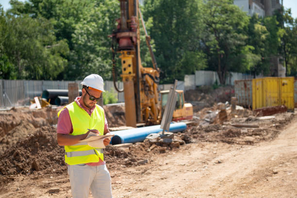 istock Civil engineer works in the field 2158121621