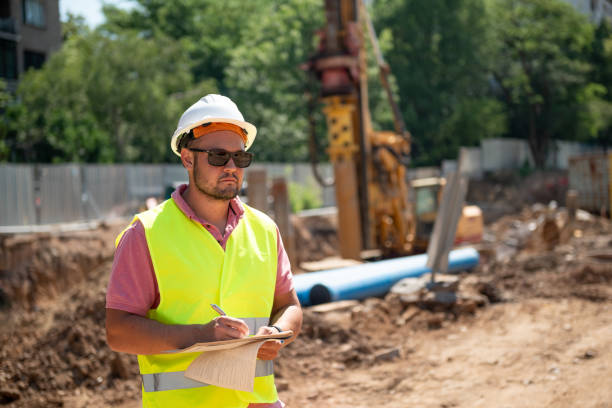 istock Civil engineer works in the field 2158121622